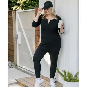 Smash + Tess 3/4 Sleeve Monday Romper In Midnight Black